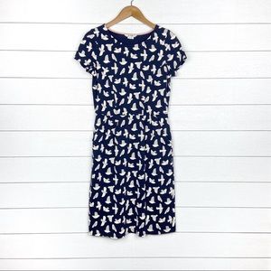 Boden Etched Bird Phoebe Jersey Dress Navy Blue